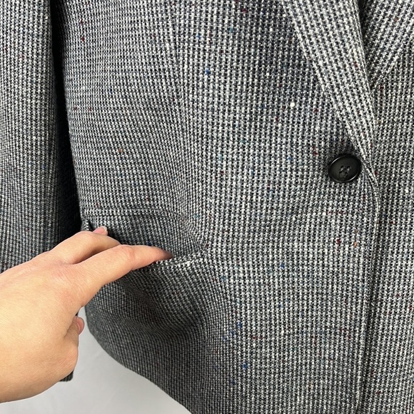 Pendleton Tweed 100% Pure Virgin Wool Grey Blazer Womens Old Money Academia - Picture 4 of 12
